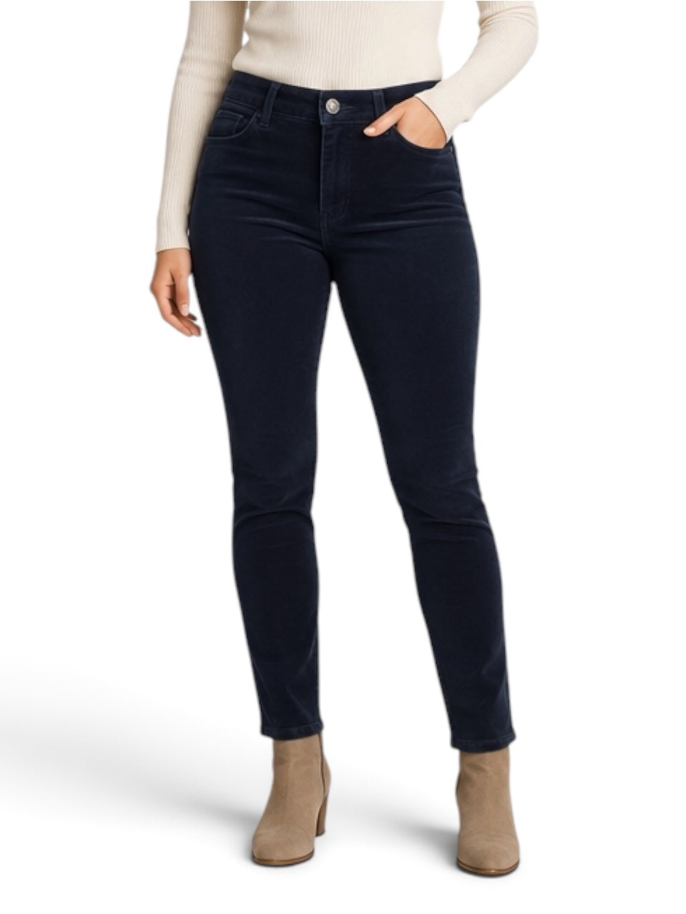 Anthropologie Pilcro 33 Tall Navy Corduroy High Rise Skinny Pants NWT Stretch
